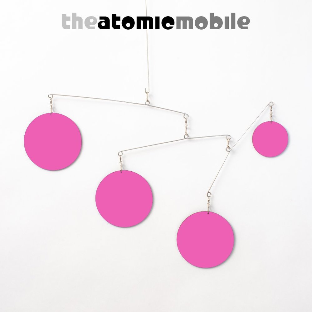 Hot Pink Atomic Mobile - MOD Kinetic Hanging Art - Picture 2 of 7